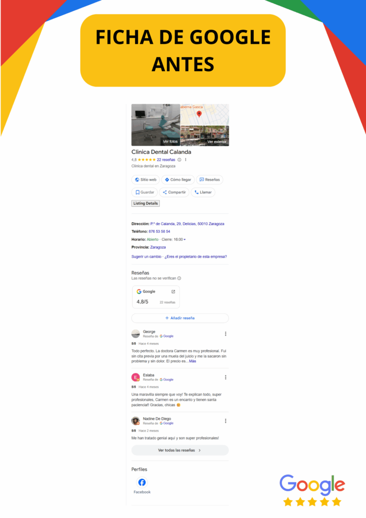 Gestión de la ficha de google